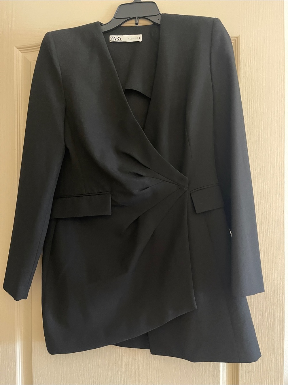 ZARA Black Draped Wrap Blazer Jacket